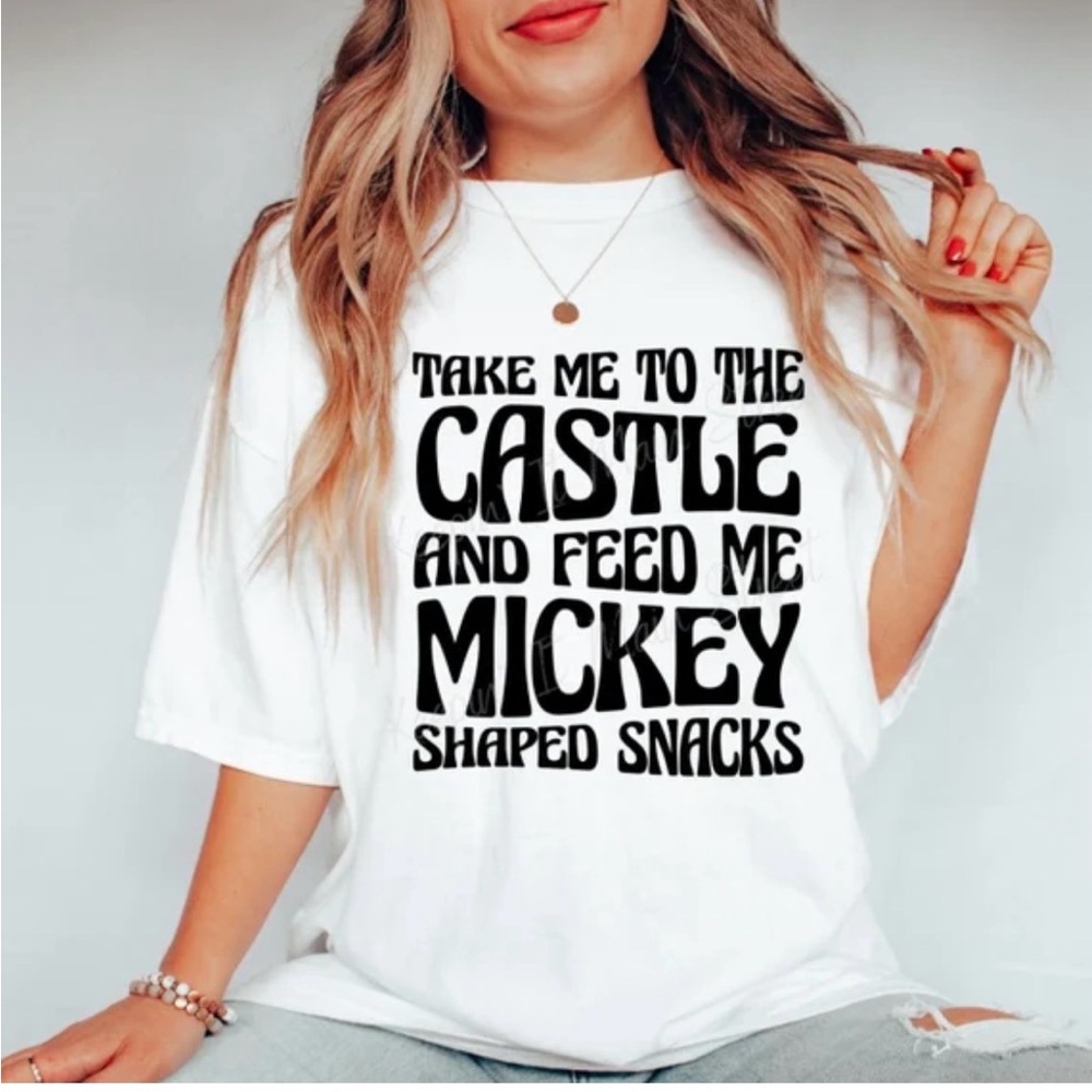 White Graphic Disney Castle Custom Colors NWT T-Shirt